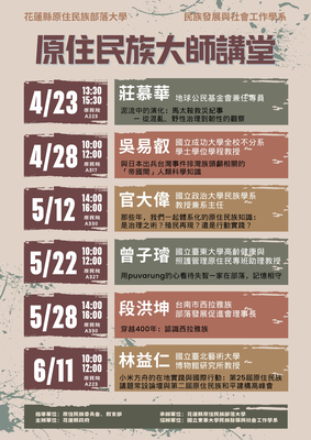 🌿 原住民族大師講堂｜發社系 × 花蓮原住民族部落大學圖片(另開新視窗)